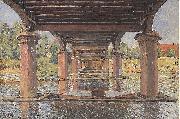 Alfred Sisley Under the Bridge at Hampton Court, USA oil painting artist